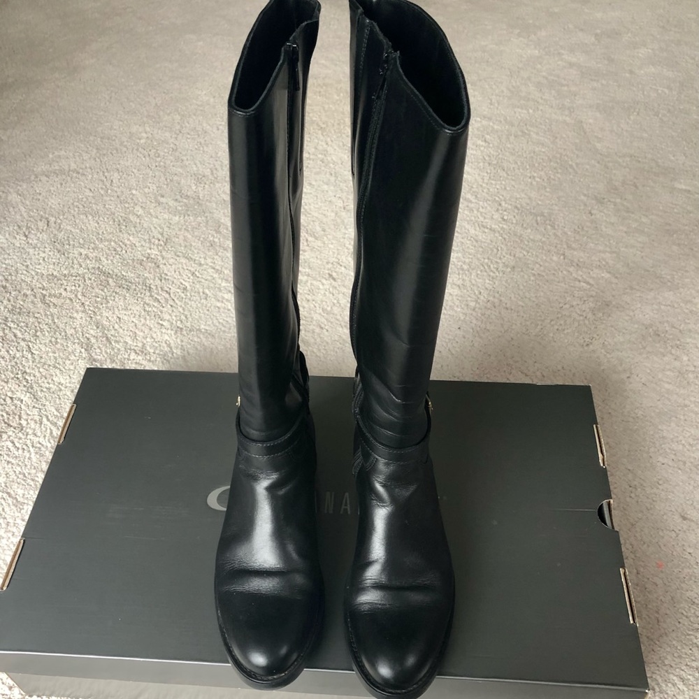 La CANADIENNE tall black leather Sandra 7.5M boots